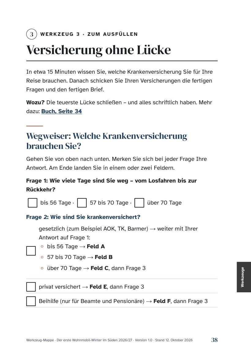 Blick in die Werkzeug-Mappe: Wegweiser „Welche Krankenversicherung brauchen Sie?“